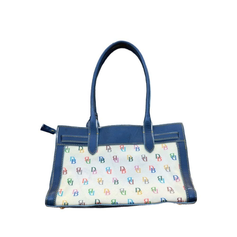 Dooney & Bourke Navy Trim Multicolor Logo Tote - Picture 2 of 9